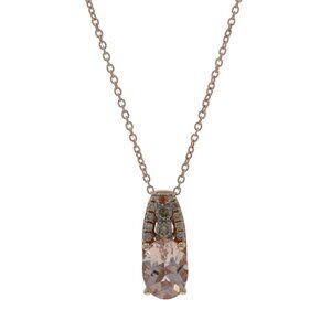 Le Vian Morganite Diamond Pendant Necklace 18 1/4" - Rose Gold 14k Oval 1.30ctw